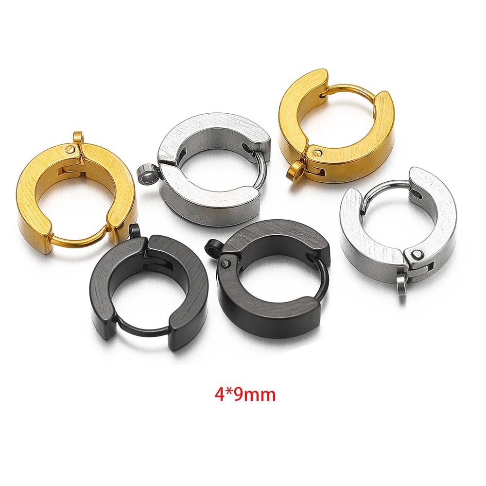 Mixed huggie hoop earring hook clips in gold, silver, and black tones
