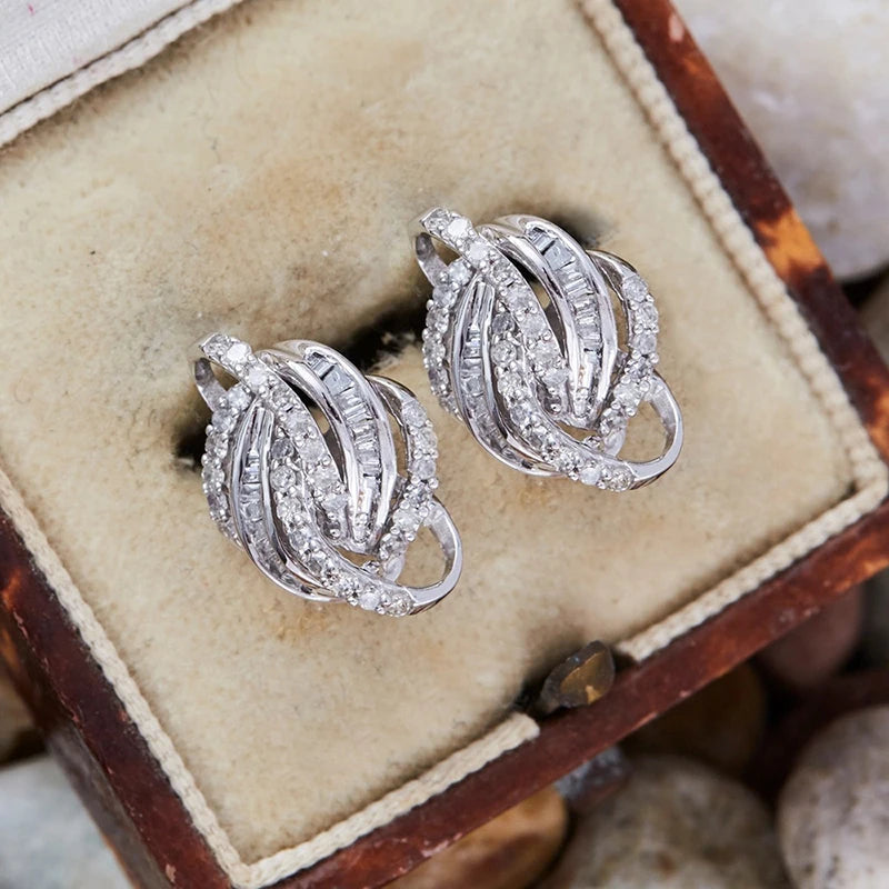 Delicate Bright Fashion Silver Color Zirconia Stud Earrings for Women m02