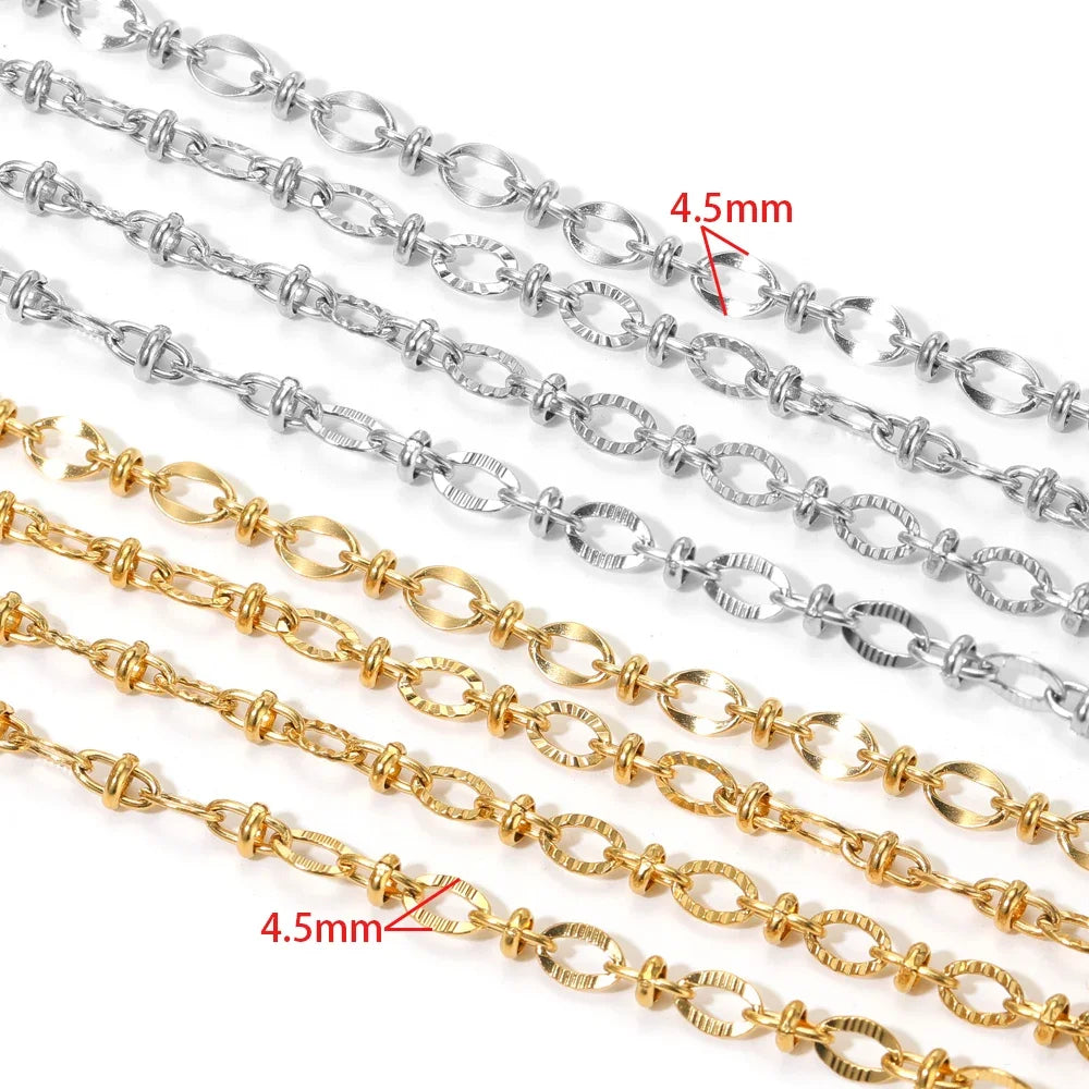 4.5mm oval link metal chain with clasp, gold and silver color options