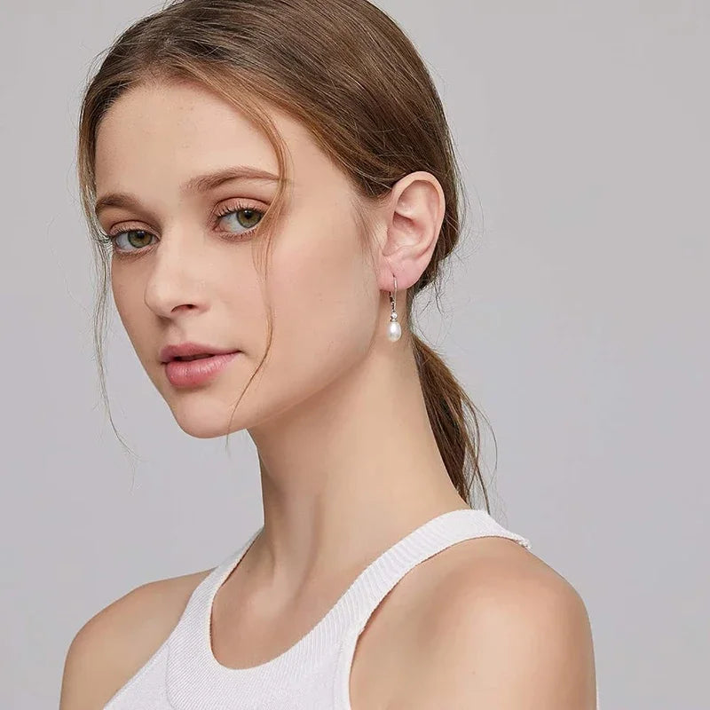 Aesthetic Oval Imitation Pearl Drop Earrings for Women Bridal Jewelry m27