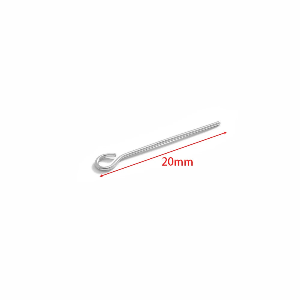 Steel T eye pins, flat head with ball end, 20mm length