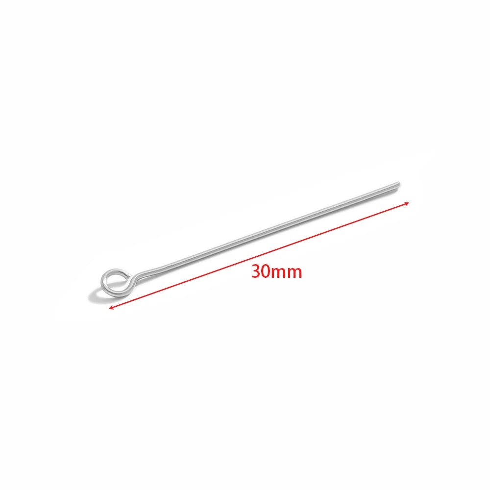 Silver eye pin, 30mm loop head for DIY earring making