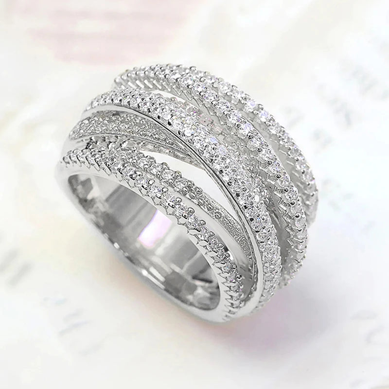 Luxury Multi Cross Cubic Zirconia Rings for Women Wedding Jewelry m12