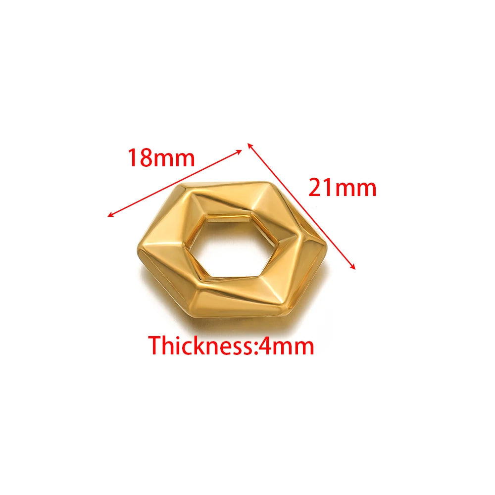 Gold hexagon pendant, 18mm x 21mm, 4mm thickness