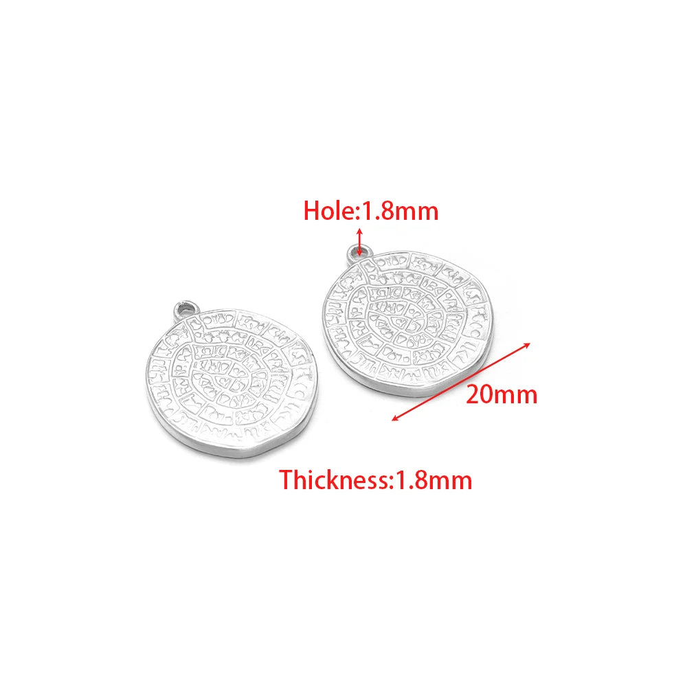 5pcs Waterproof Stainless Steel Embossed Charms Retro Viking Rune Pendant for DIY Jewelry Making Bracelet Necklace Material Bulk