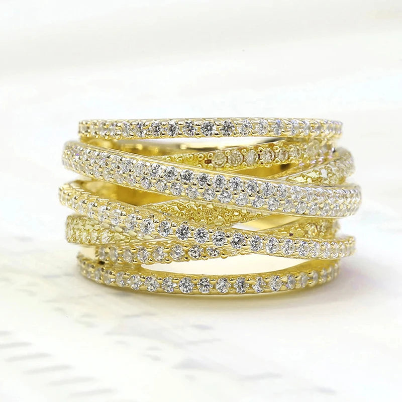 Luxury Multi Cross Cubic Zirconia Rings for Women Wedding Jewelry m12
