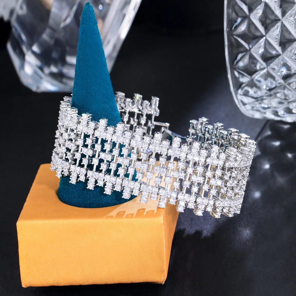 Luxury 5A Top Dubai Cubic Zirconia Bracelet Bangle for Women Wedding Party Jewelry