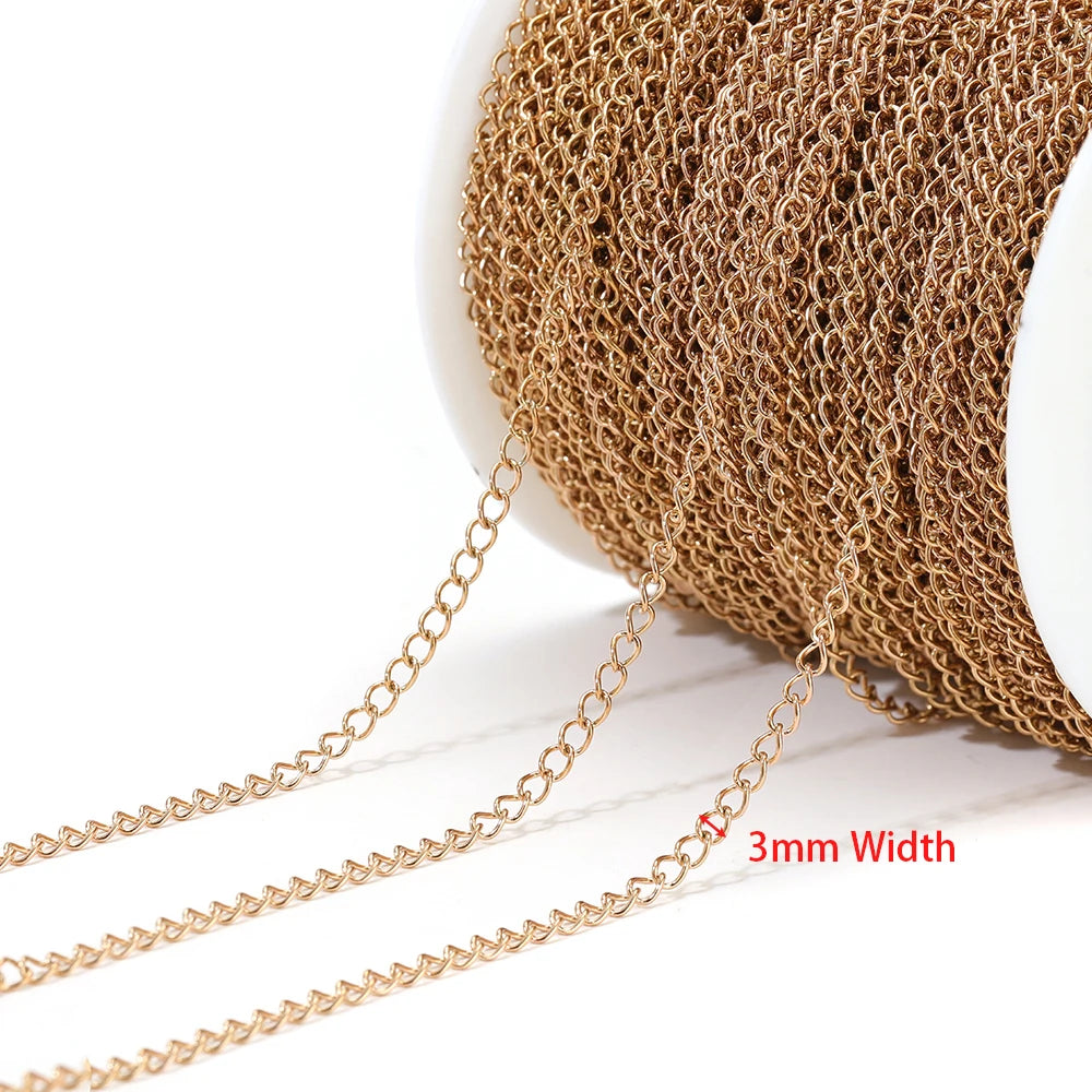 Stainless steel extension tail chain, rose gold, 3mm link width for DIY jewelry