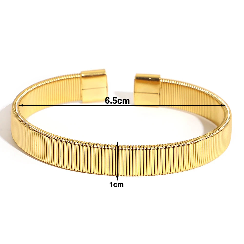 Vintage Gold Plated Stainless Steel Weave Bracelet for Women Men Exquisite Chunky Cuff Bangle Bracelets Waterproof Jewelry