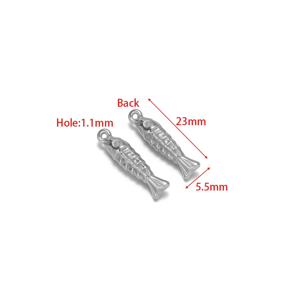 Silver fish charm pendant pair, 3D metallic mini fish with loop bail for DIY jewelry