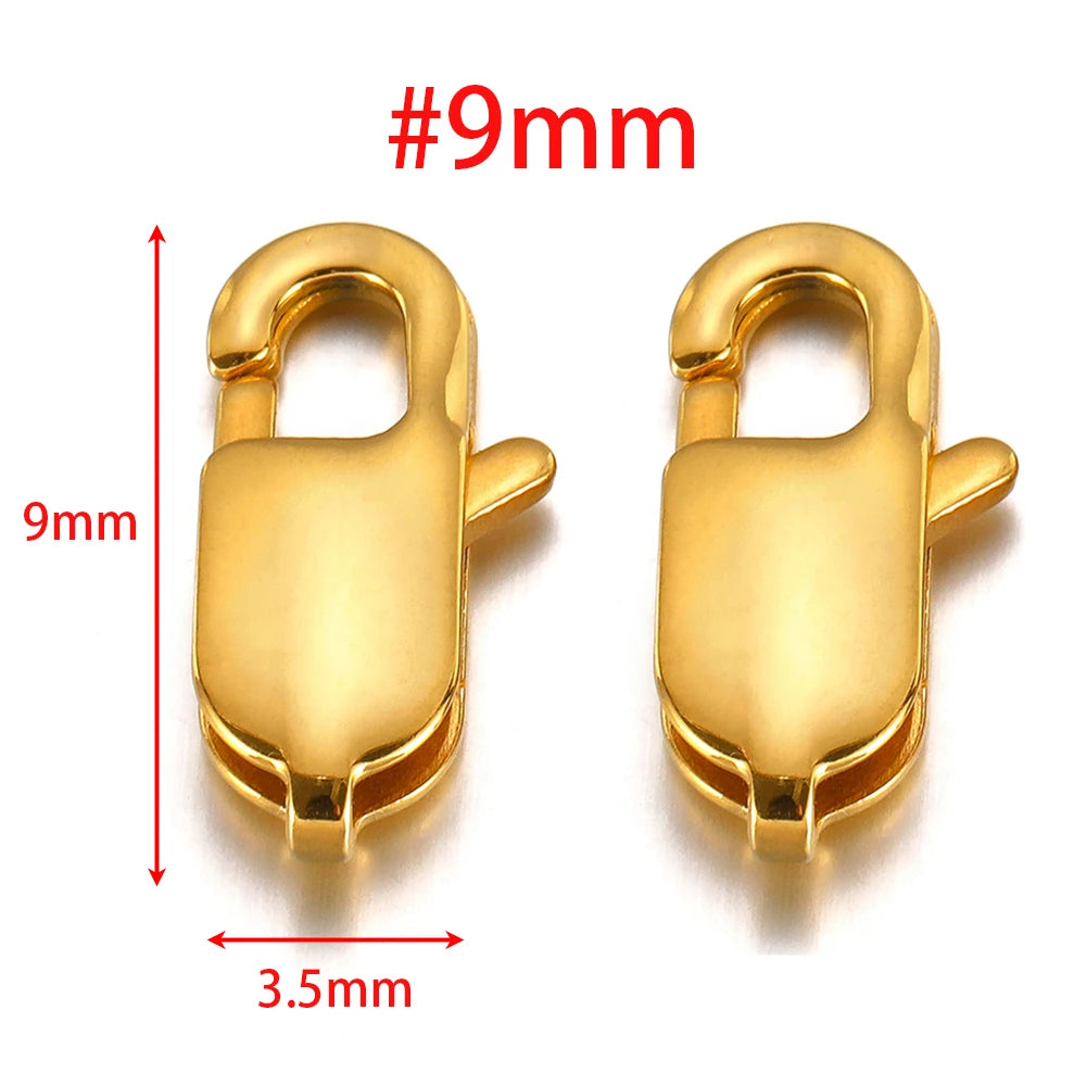 Gold rectangle lobster clasp #9mm, 9mm height and 3.5mm width