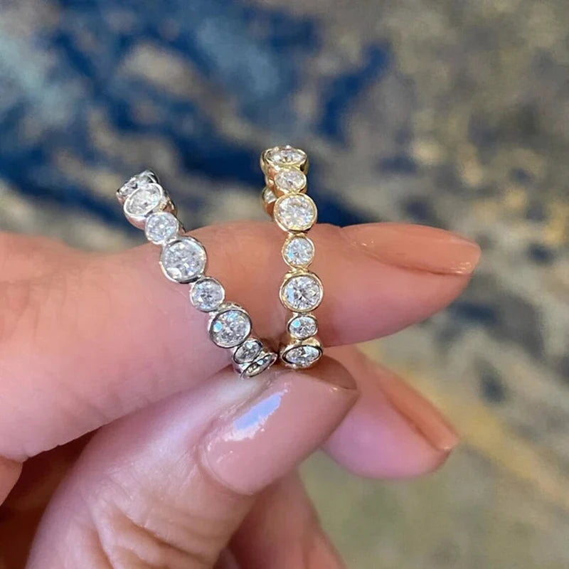 Silver/Gold Color Round Cubic Zirconia Ring for Women Daily Wear Luxury Jewelry