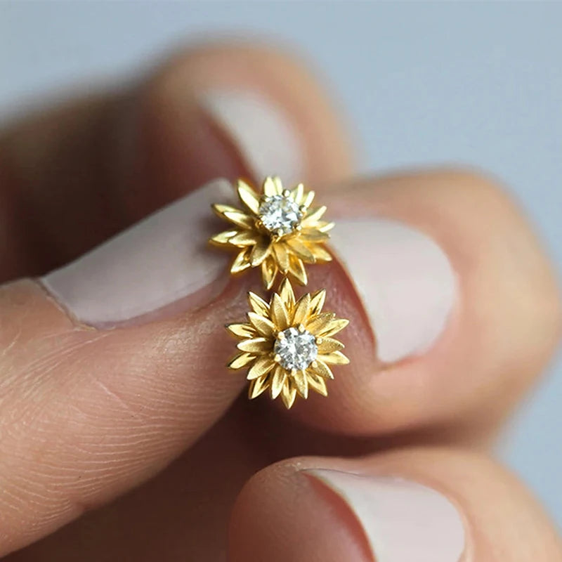 Handcrafted Fancy Dainty Flower Stud Earrings for Women Daily Wear Jewelry Gift m07