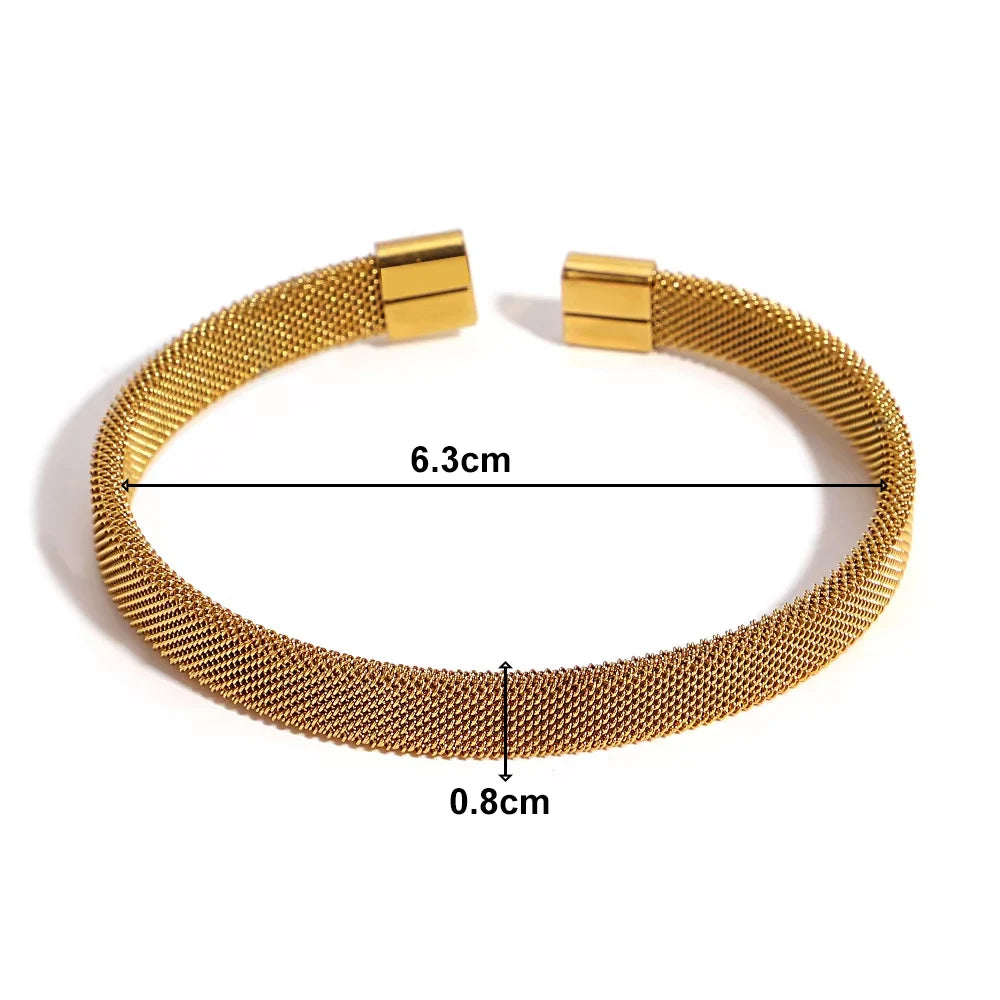 Vintage Gold Plated Stainless Steel Weave Bracelet for Women Men Exquisite Chunky Cuff Bangle Bracelets Waterproof Jewelry
