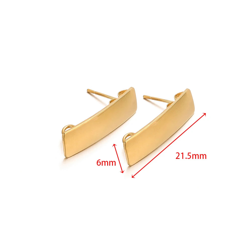 Gold-tone long bar earrings, 21.5mm length x 6mm height, post style