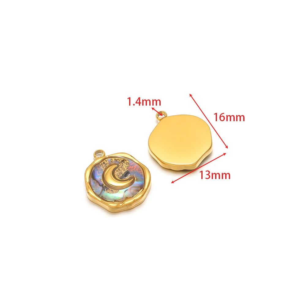 Gold shell pendant charm with swirl resin detail