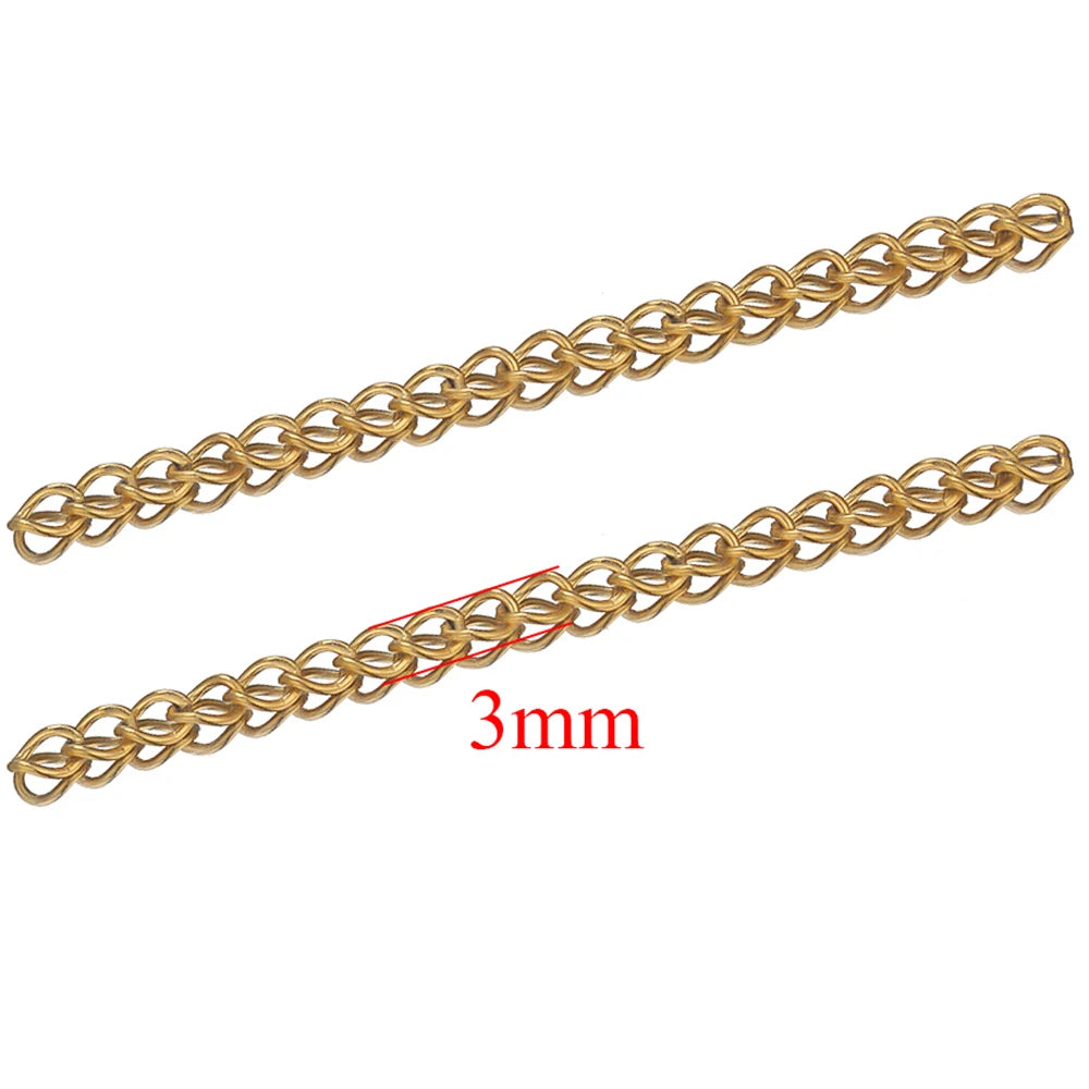 Gold-tone welded extension chain, 3mm link thickness, interlocked ring links