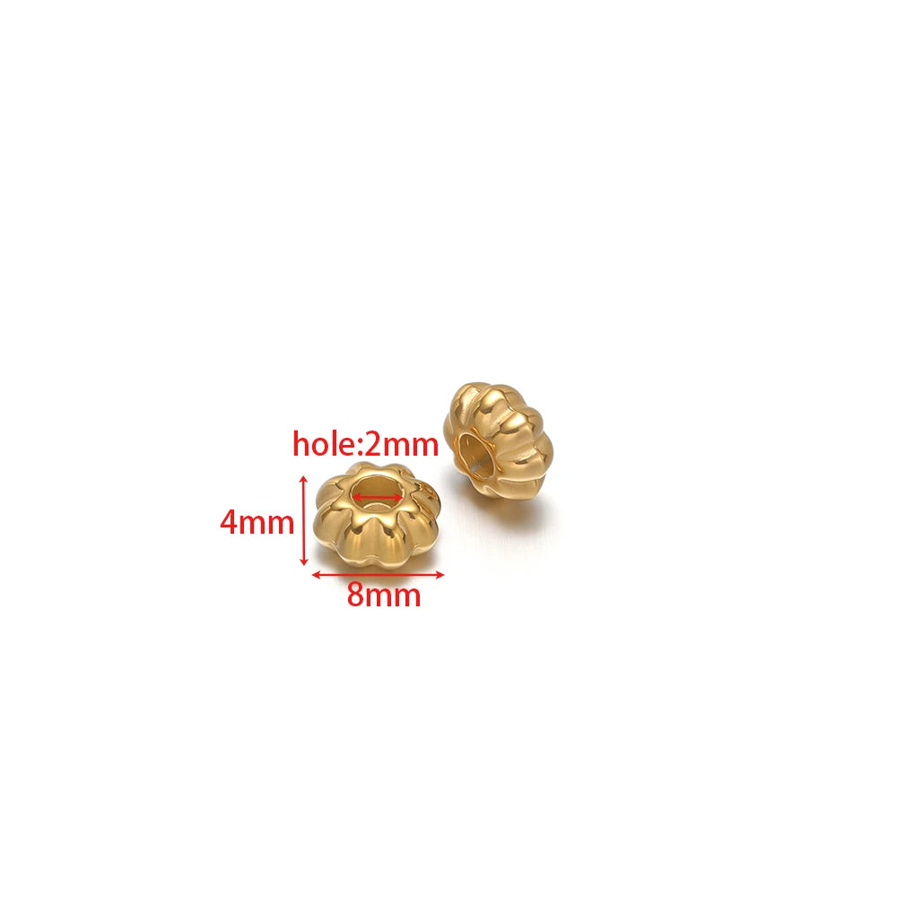 Gold striped pumpkin spacer beads with 2mm hole for DIY jewelry making
