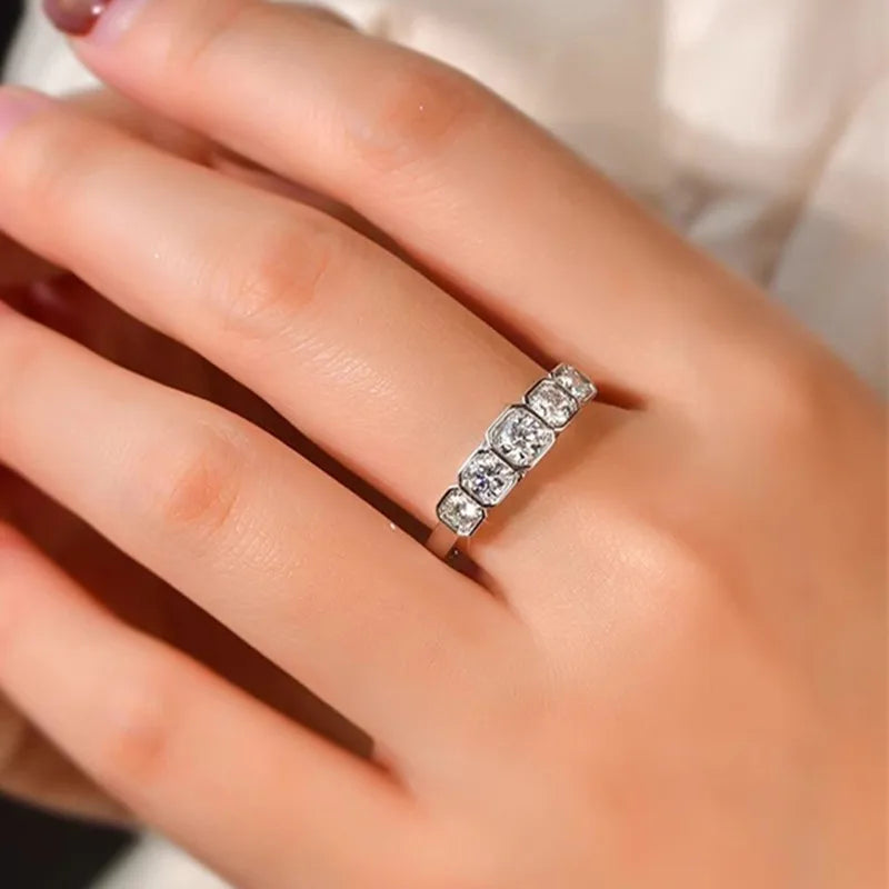 Silver Color Fashion Women Cubic Zirconia Rings Geometric Wedding Jewelry