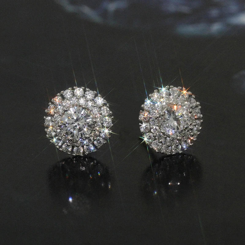 Silver Color Cubic Zirconia Dainty Stud Earrings for Women Gift Jewelry