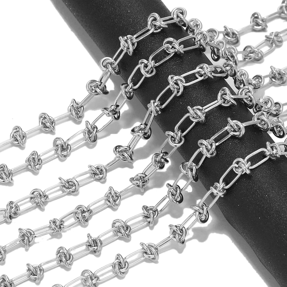 Hip Hop Men Necklaces 1 Meter Stainless Steel Gold Chunky Knot Big Chains