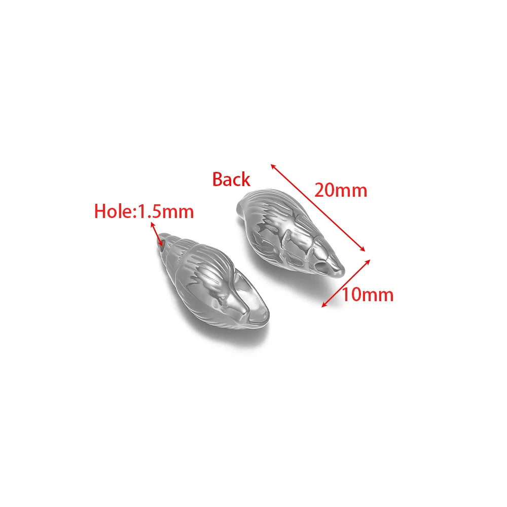 Stainless steel shell pendant charms with 1.5mm hole