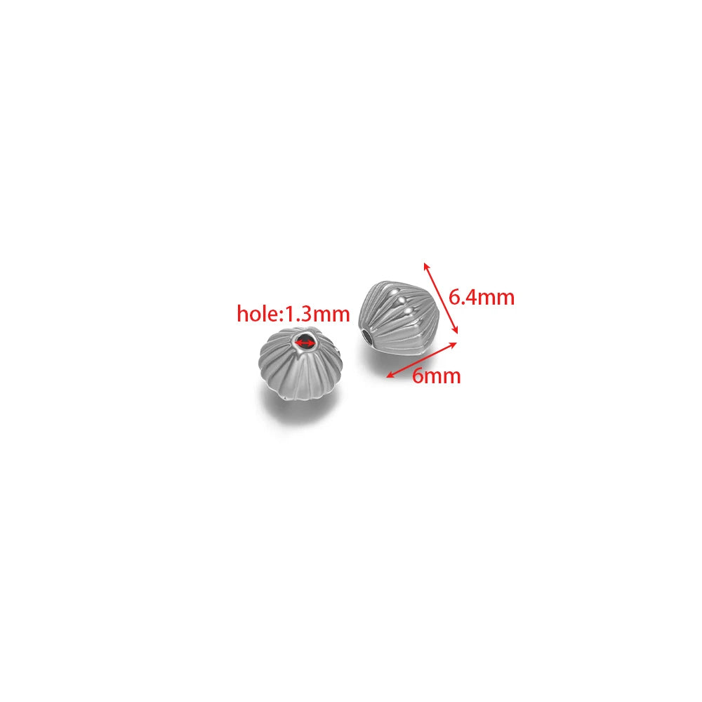 Silver-toned pumpkin spacer beads, 6mm x 6.4mm, 1.3mm hole