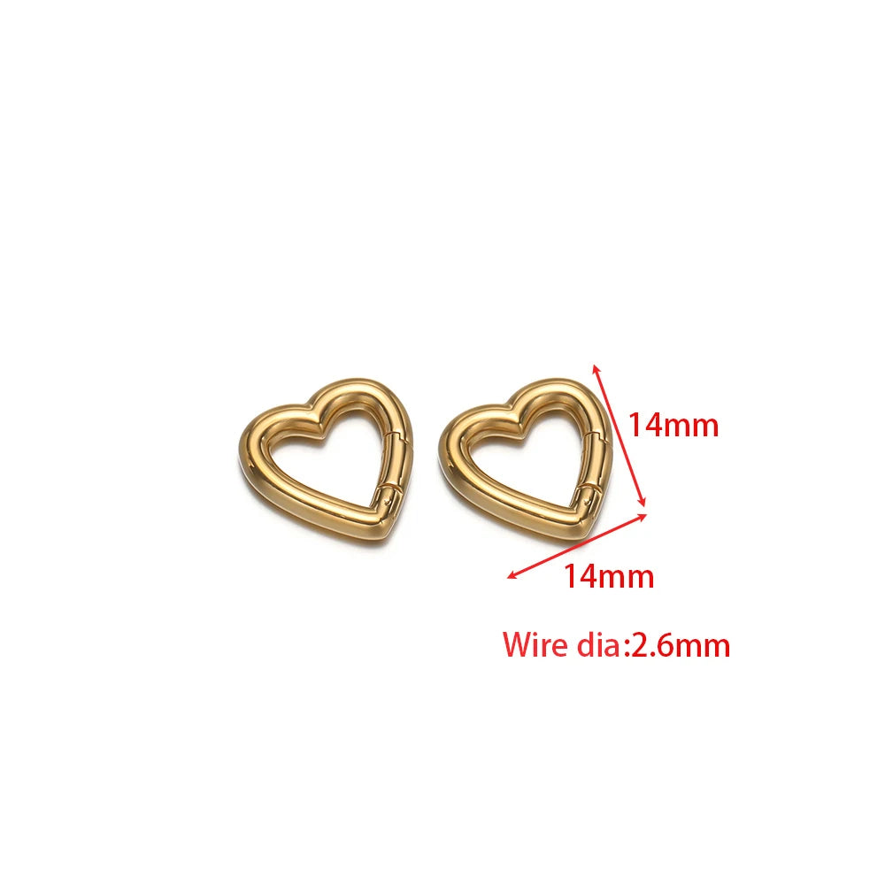 Gold-tone oval heart spring buckle clasp, compact heart connector finding