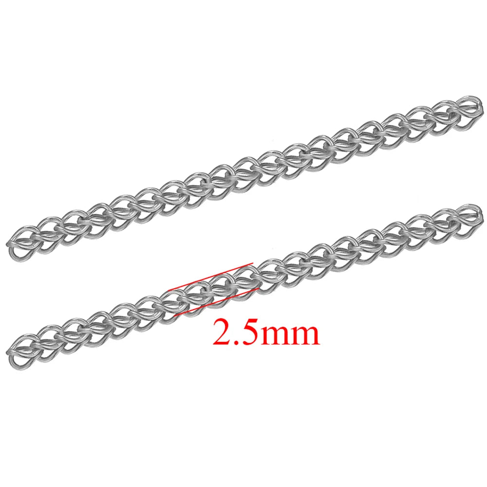 Silver-tone welded extension chain, 2.5mm link thickness, ring connector style