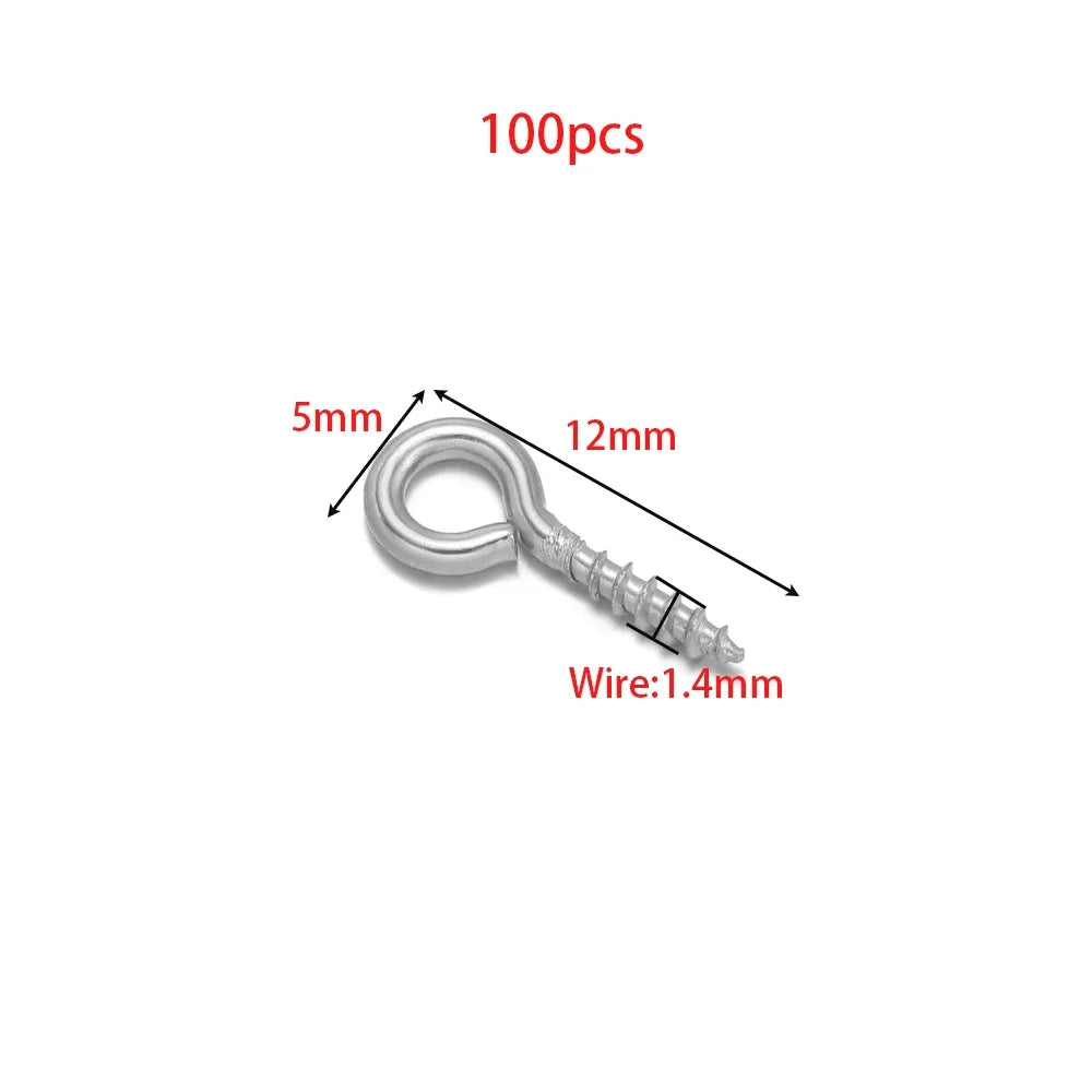 Silver screw eye pin, 12mm length, 5mm eye, wire 1.4mm