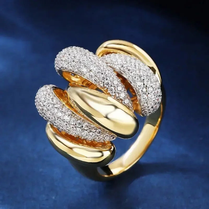 Luxury Multi-Line Cross Rings with Shiny CZ Delicate Charming Jewelry for Women t01