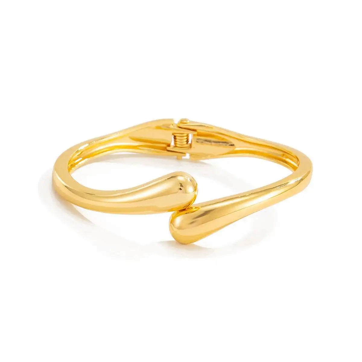 Trendy Gold Color Stackable Bangle Glossy Irregular Geometric Opening Bracelet for Women Jewelry
