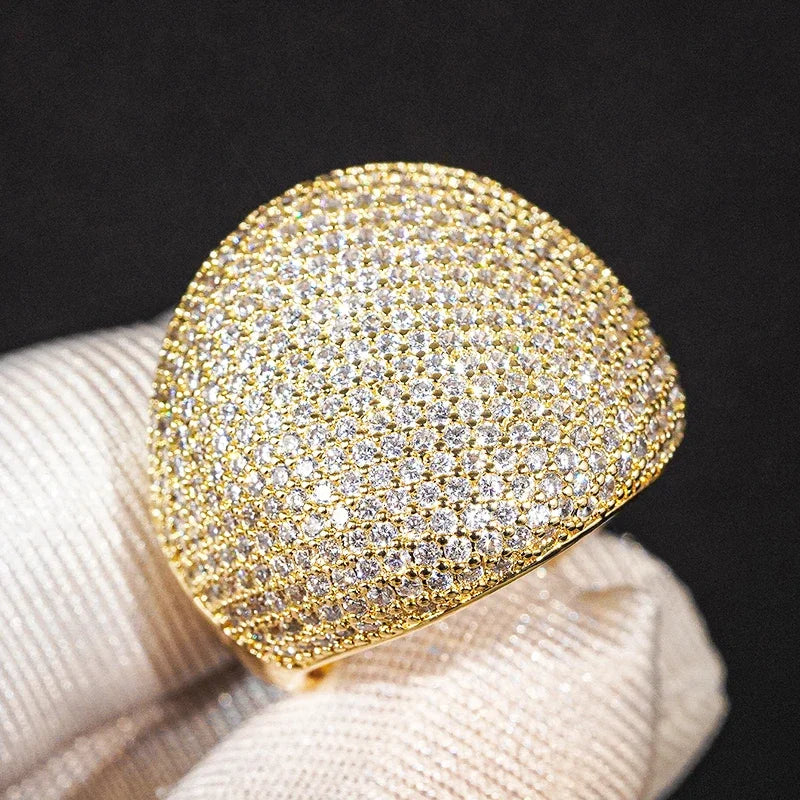 Gold-tone pavé cubic zirconia dome ring