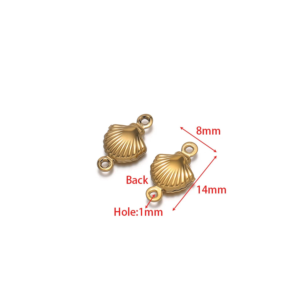 Gold hollow scallop shell pendant charm with loop and back detail