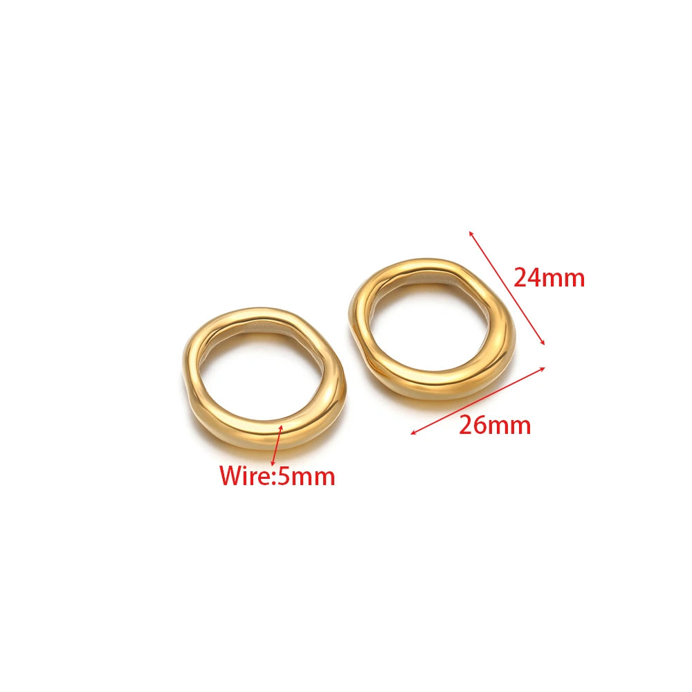 Gold oval loop connector charm, 26mm ring size, 5mm wire