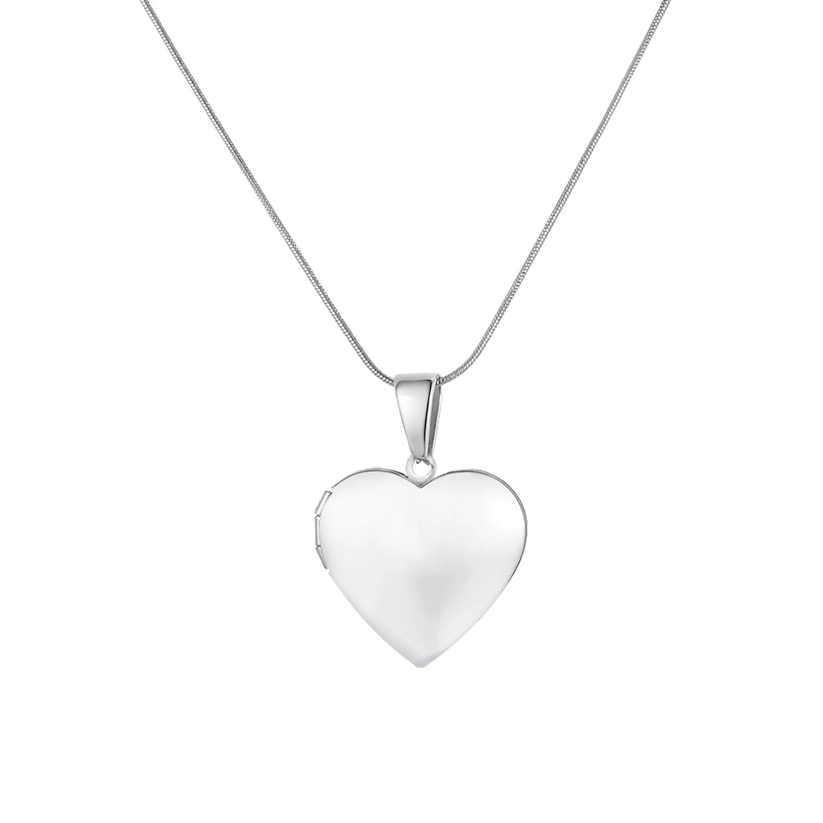 Silver heart pendant necklace with smooth heart charm on thin chain