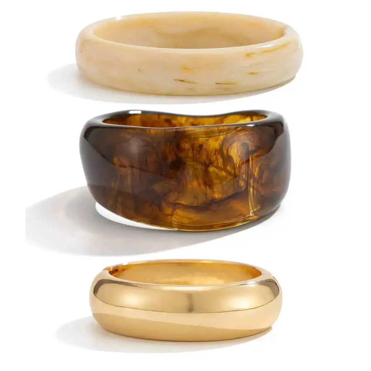 Luxury Stackable Resin Metal Wide Cuff Bangle Round Thick Acrylic Bracelet For Women
