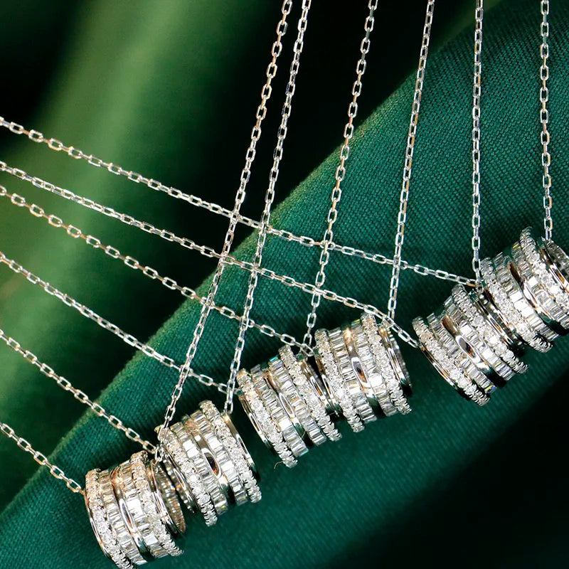 Bling Bling Crystal CZ Circle Pendant Necklace for Women Fashion Jewelry m07