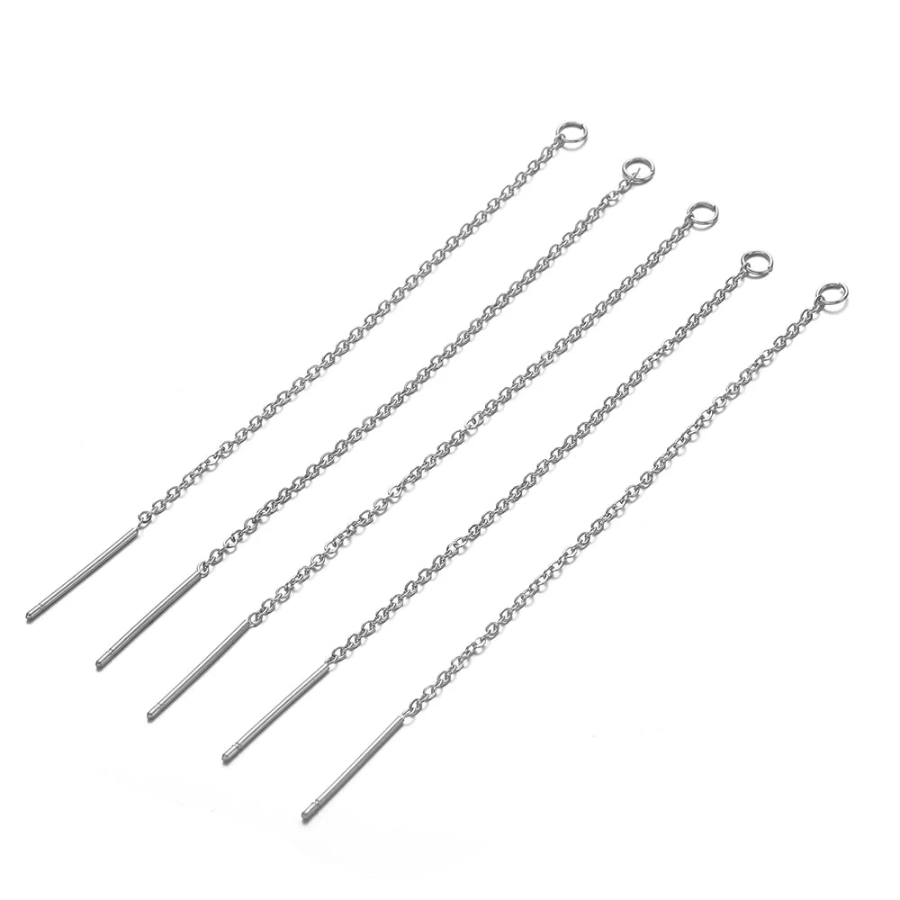 Silver-tone chain ear-line earrings with straight bars, 10-pack set