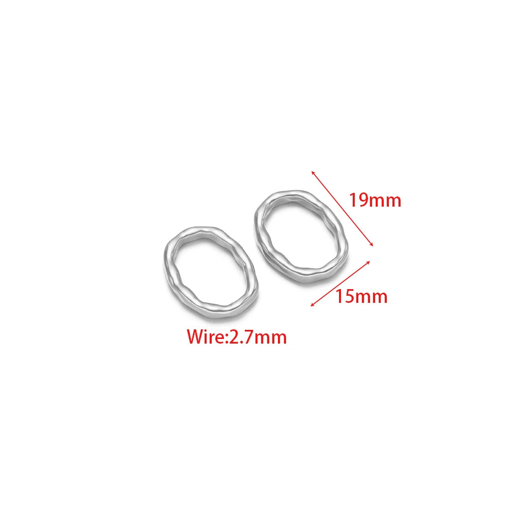 Two silver-tone open ring charms, 19mm and 15mm; wire 2.7mm