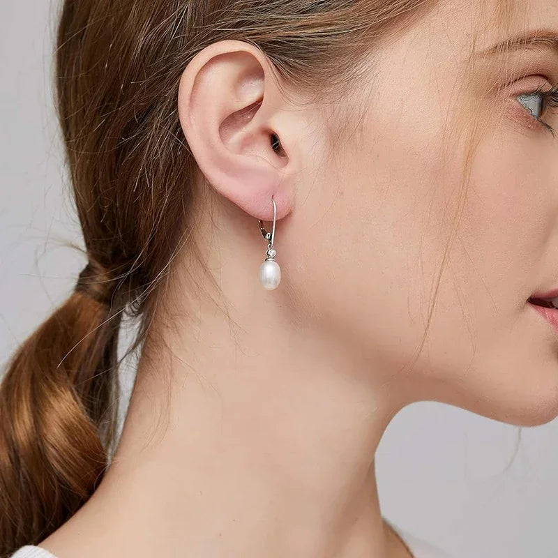 Aesthetic Oval Imitation Pearl Drop Earrings for Women Bridal Jewelry m27