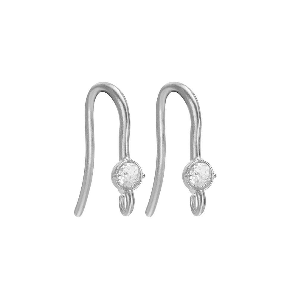 Silver-tone ear wire hooks with round clear crystal drop dangles