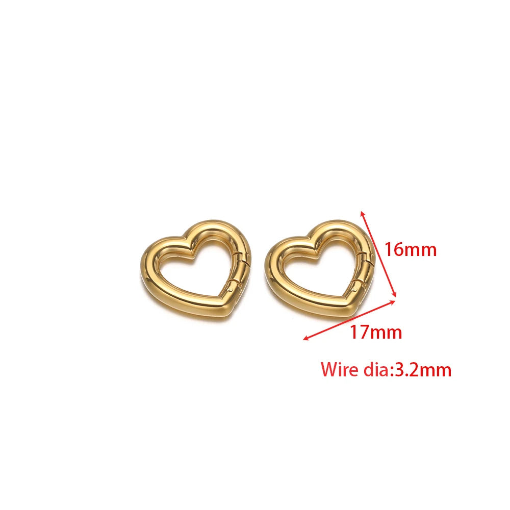 Gold-tone oval heart spring buckle clasp, small heart connector finding