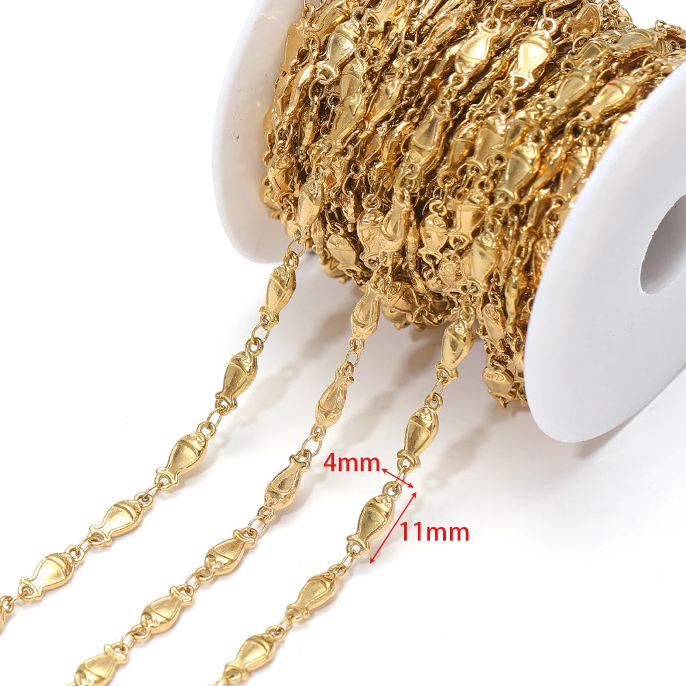 Starfish charm chain, gold-tone metal link chain with dangling starfish charm details