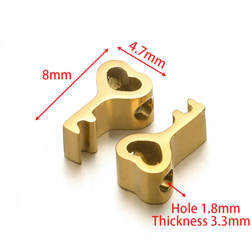 Mirror-polished stainless steel gold crown spacer beads, 1.8mm hole, 3.3mm thick