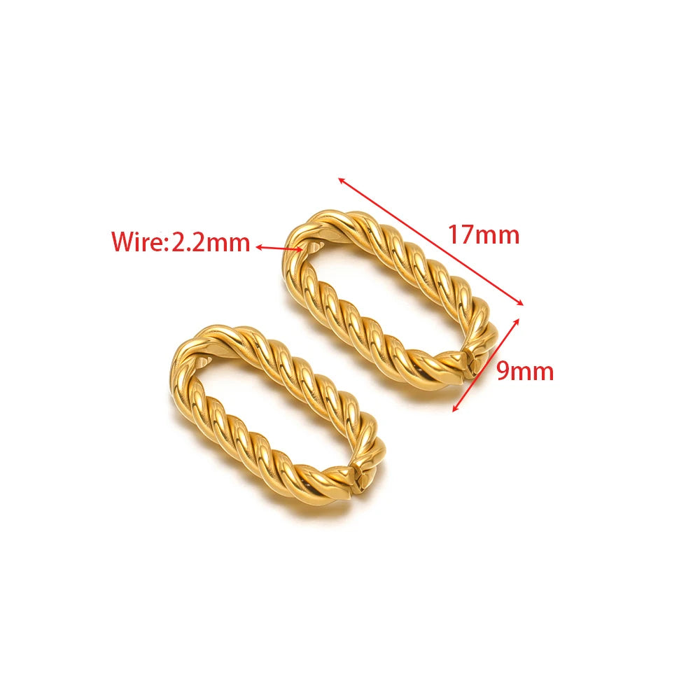 Twist-open oval connector charm, braided oval loop, gold tone