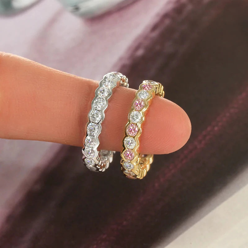 Bling Bling Cubic Zirconia Promise Rings for Women Sparkling Wedding Jewelry