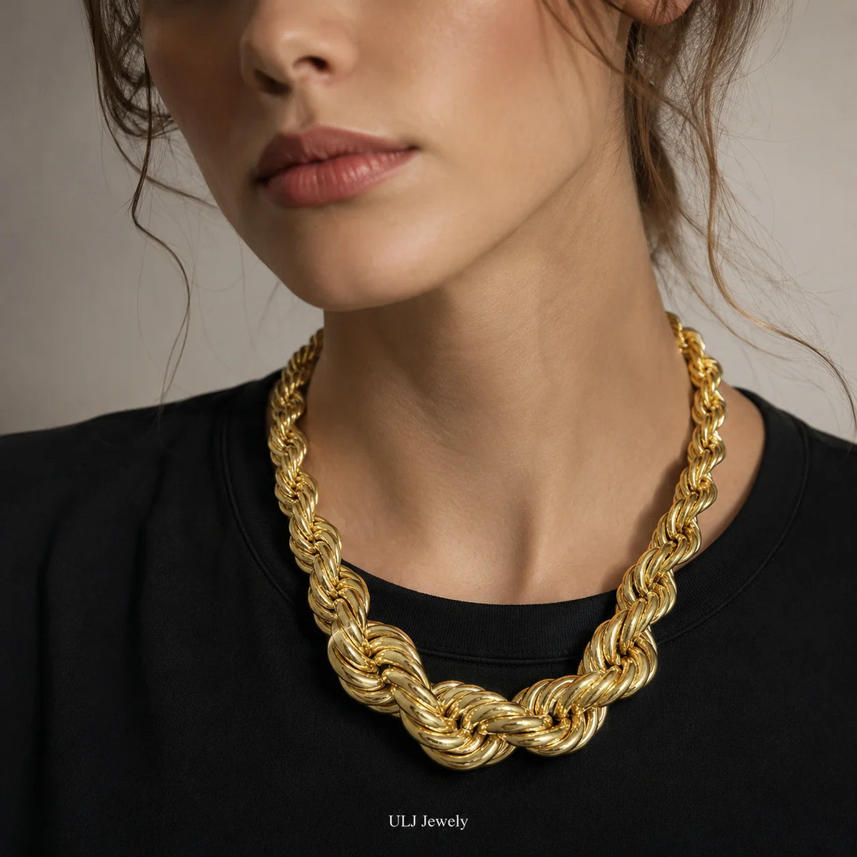 Hip Hop Street Style Exaggerate Necklace Unisex Golden Silver Color Chunky Jewelry