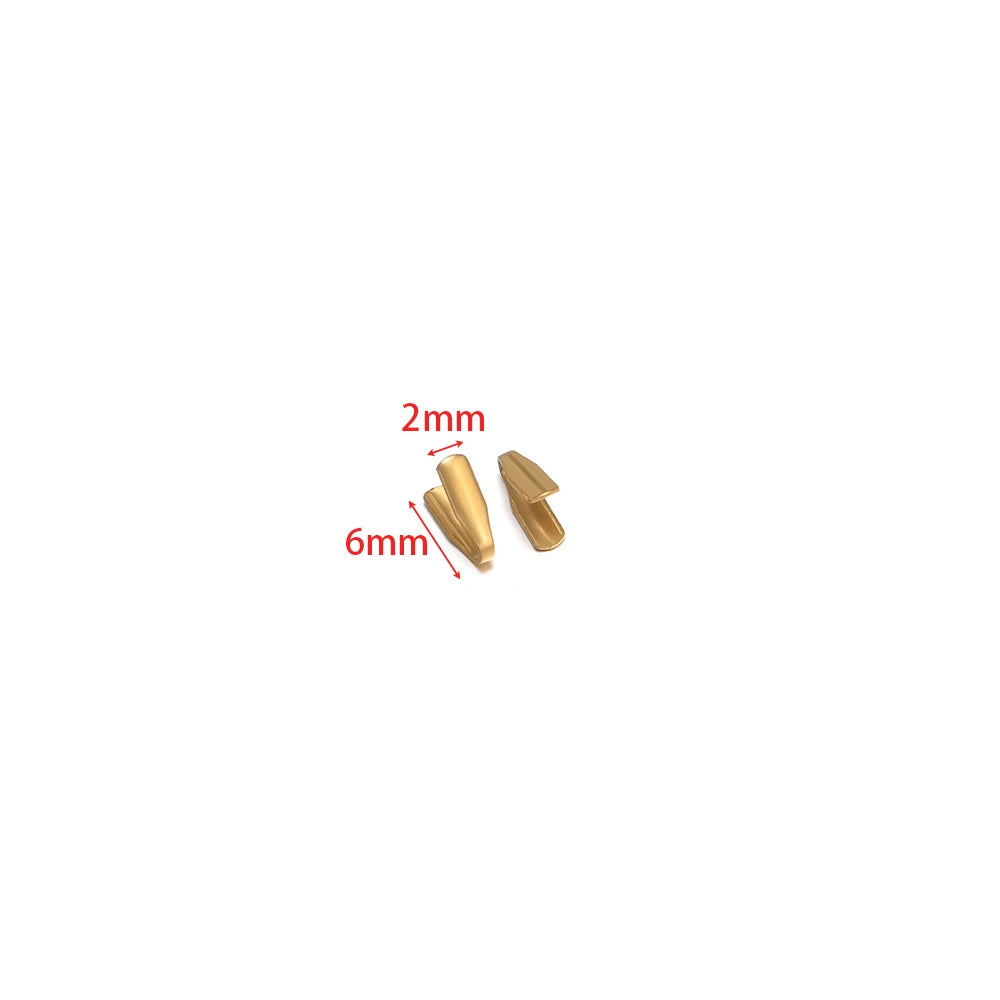 Gold crimp end caps for snake chains, 2mm x 6mm, 2 clips
