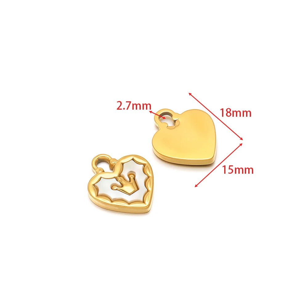 Gold heart-shaped shell pendant charm with cutout heart detail